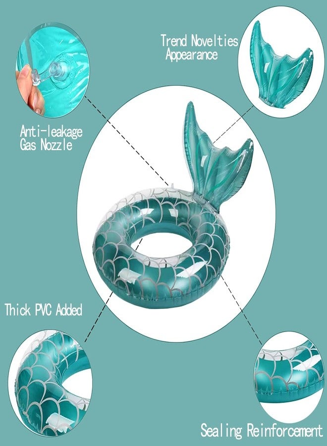 Kgeorix Adult Swimming Ring Adult Inflatable Pool Float Tube Round Water Toys with Mermaid Tail Shape. (Multicolor) - Image 3